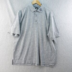 FootJoy Men's L Golf Polo Shirt Gray Paisley Print Short Sleeve Performance NWOT